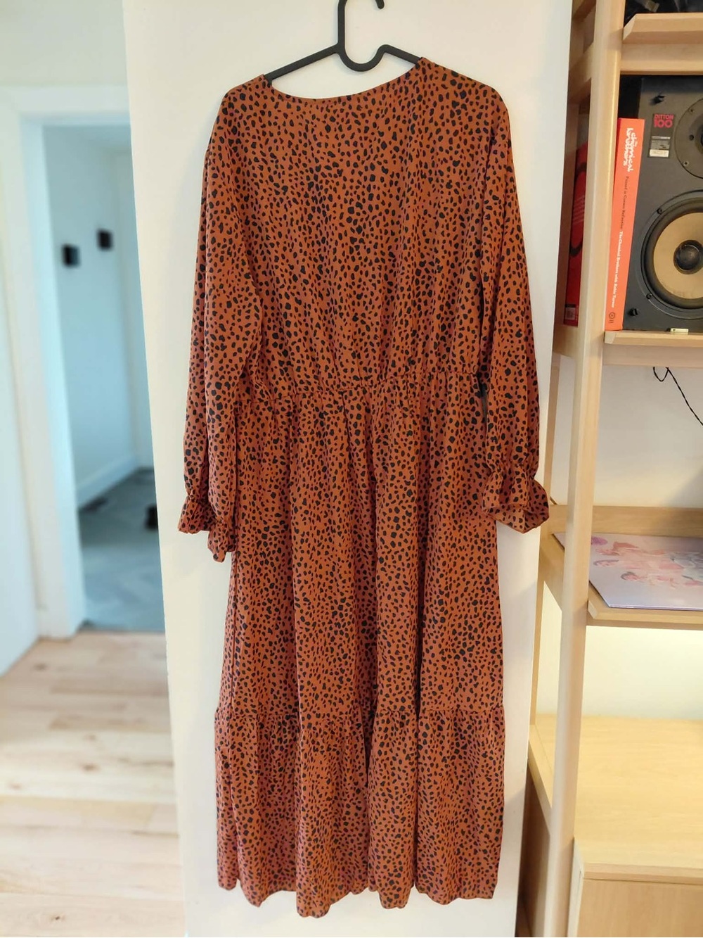 Rust Leopard Print Long Sleeve Midi Dress Size XL - Picture 2 of 4